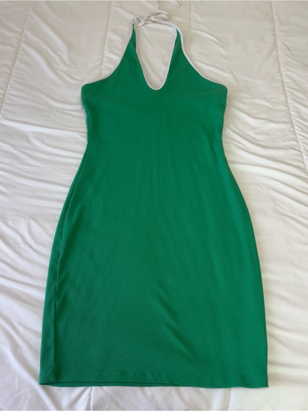 wild fable Green Halter Mini Dress with White Tie